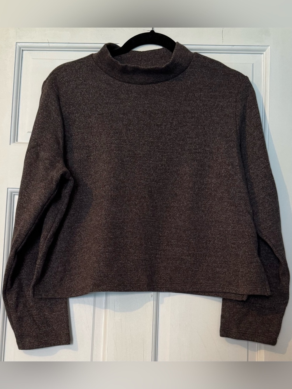 Old Navy Cropped Mock Neck Sweater in Dark Brown